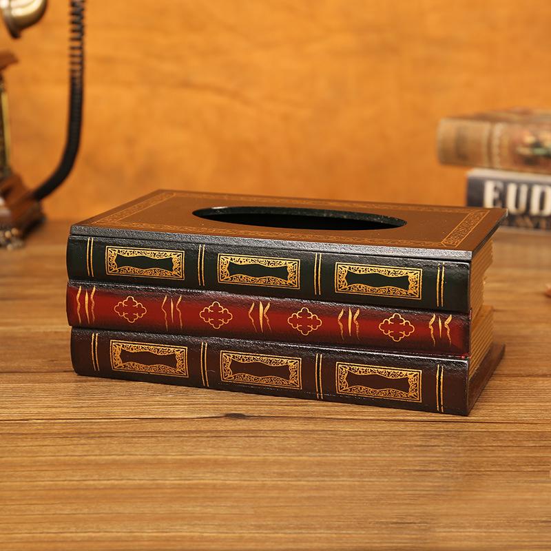Evropský styl falešná kniha tkáňový box Vintage