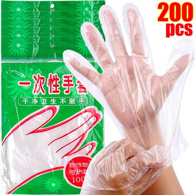 200/100Pcs Disposable Gloves Clear Anti-Slip Design Food Catering Baking Beauty and Hairdressing Transparent Gloves Wholesale