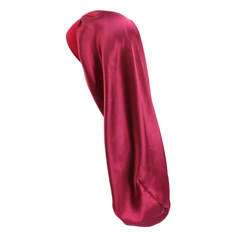 1Pc Women Solid Color Hair Hat Double Sided Silk Satin Bonnet Long Hair Polyester Night Sleep Cap Dreadlocks Braids