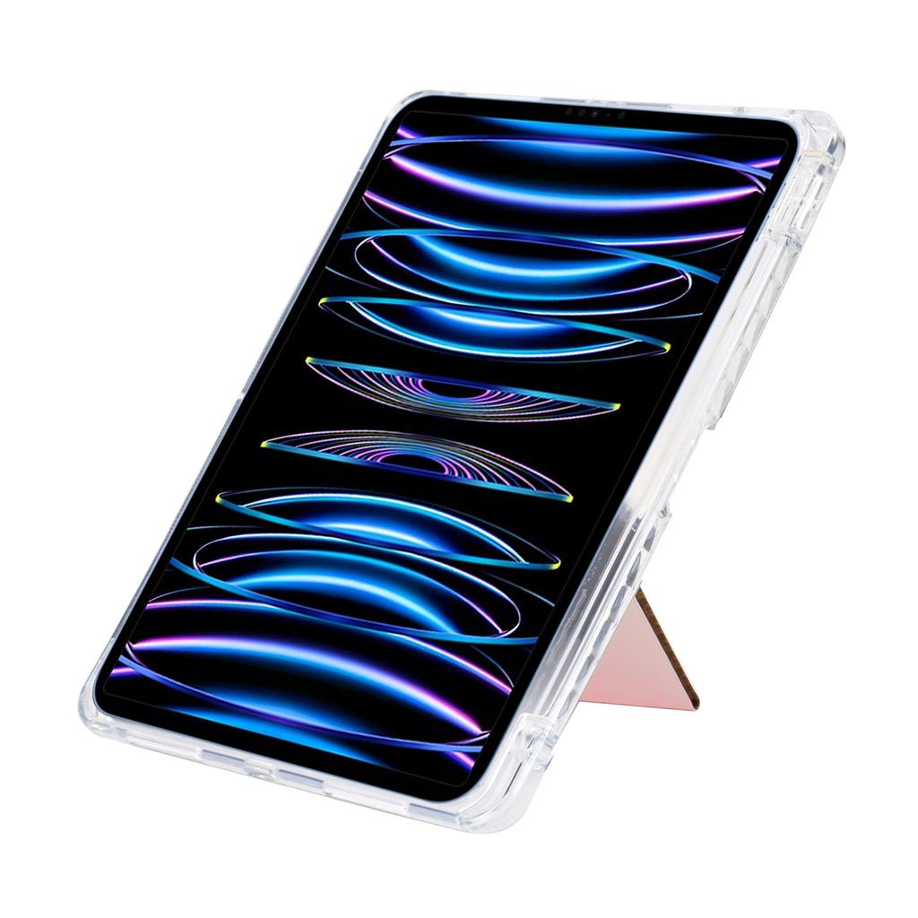 Tablet Case For iPad Pro 12.9 (2022)/(2021)/(2020)/(2018) Y-Fold Stand Glitter Leather TPU Acrylic Clear Cover