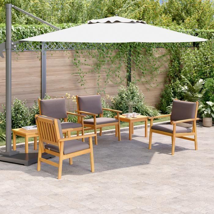6-piece Garden Dining Set with Acacia Wood Cushions 3331816