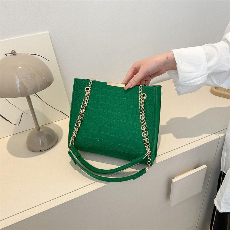 Solid Color Ladies New Tide Fashion Crossbody Large Capacity Crocodile Print Shoulder Bag Girls Casual Handbag