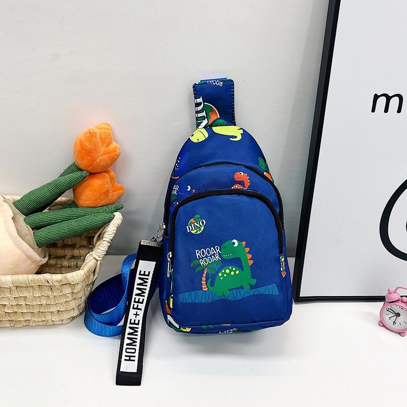 

Осень и зима новая детская сумка милый динозавр с принтом детская на плечо для мальчиков холщовая сумка-мессенджер детская нагрудная сумка One size морской синий