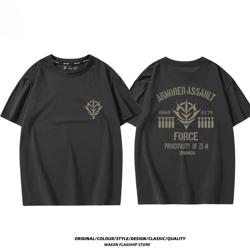 Mobile Suit Gundam Anime Joint Peripheral Short Sleeve T-Shirt Men's and Women's Summer Cotton Loose Half Sleeve Top