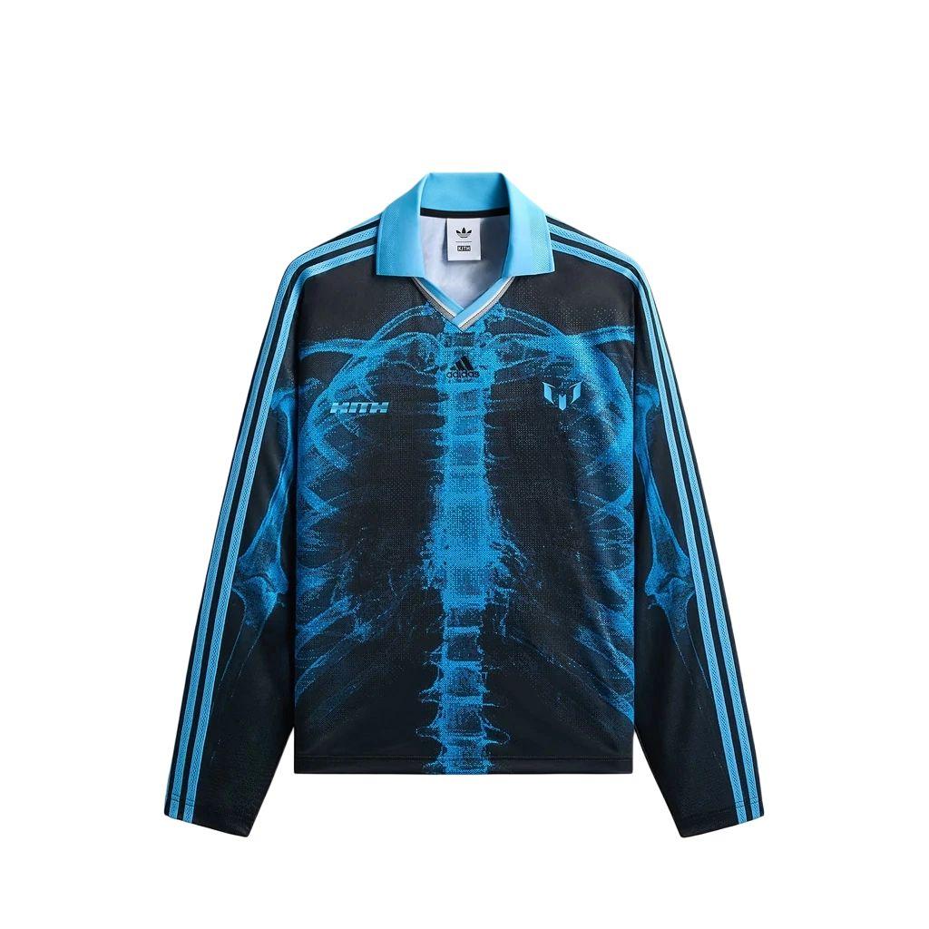 Kith x Messi For Adidas Skeleton Goalkeeper Long Sleeve Tee Black/Blue Men Tops ADKR2693 XL