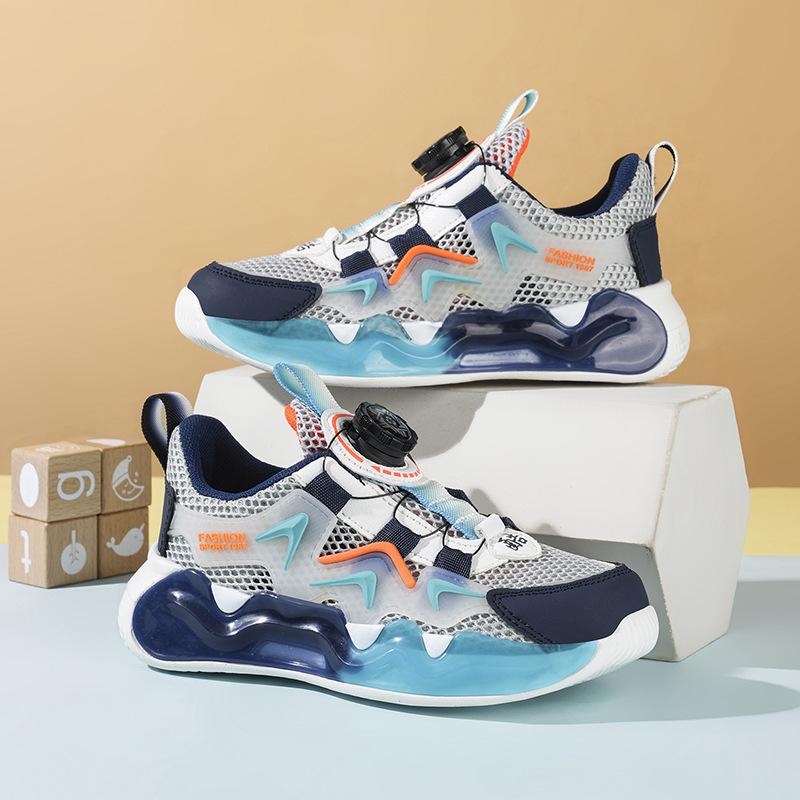 2026 New Children's Sports Dad Shoes Breathable Hollow Single Mesh Shoes Rotating Buckle Running Shoes