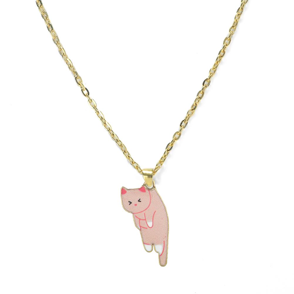 Cute Cats Pendant Necklaces for Girl Cartoon Animal Kitten Golden Alloy Chain with Lobster Clasp Fashion Jewelry Gifts for Women