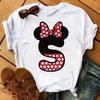 Süßes Disney T-Shirt Cartoon Mickey Maus Damenbluse Damen Oberteile Buchstabendruck T-Shirt Minnie Weißes T-Shirt Locker Mädchen Hippie Kleidung