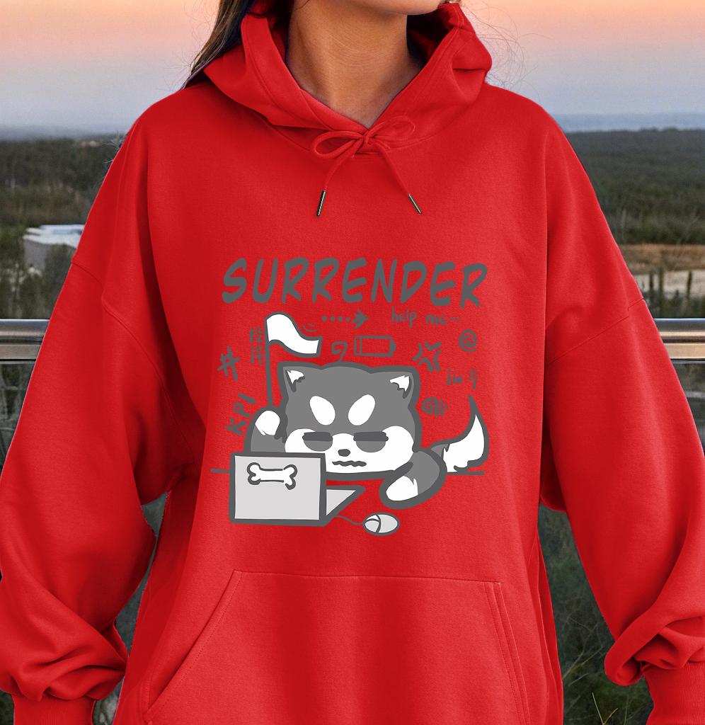Surrender A Tired Working Dog Design Women Hoodie Cartoons Sport Streetwears Basic Street Tracksuit Casual Creativity Pullover
