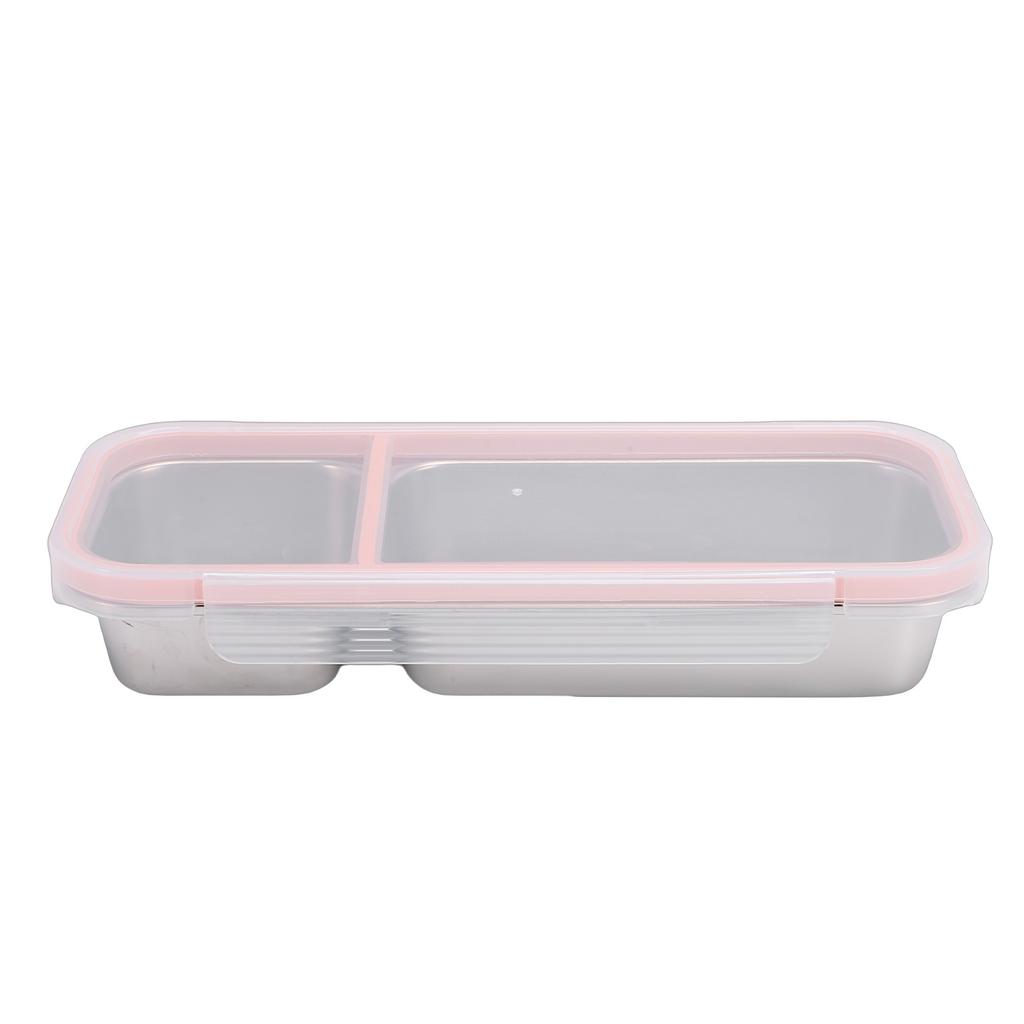 Portable Snack Container 304 Stainless Steel Sealed 2 Compartment Food Storage Container for Travel Camping Picnic