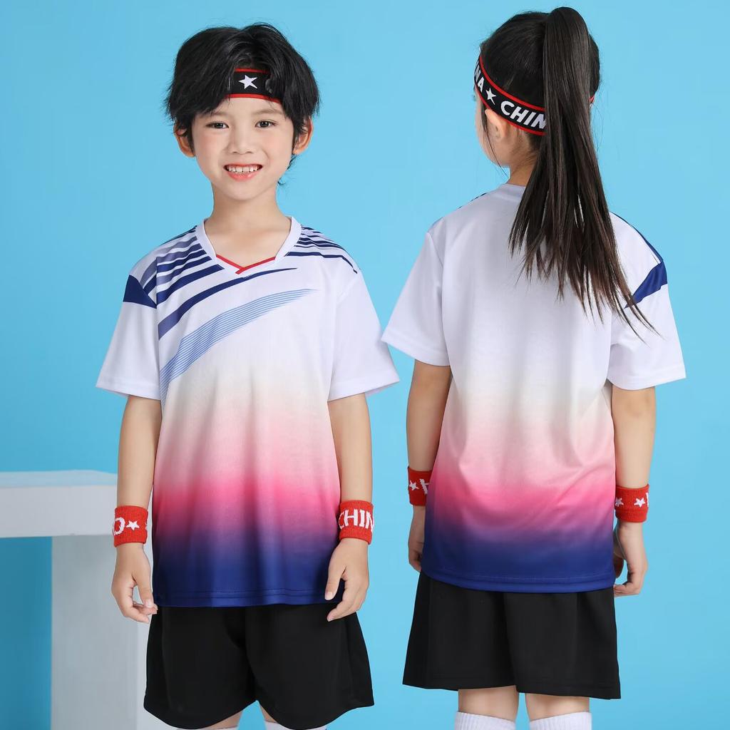 Spot 2026 children's badminton jersey set men's printed volleyball jersey student game training jersey short sleeve summer