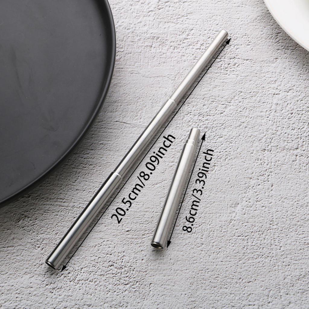 Stainless Steel Drinking Straw Outdoor Portable Reusable Tableware Shrink Straw Bubble Tea Coffee Telescopic Straws
