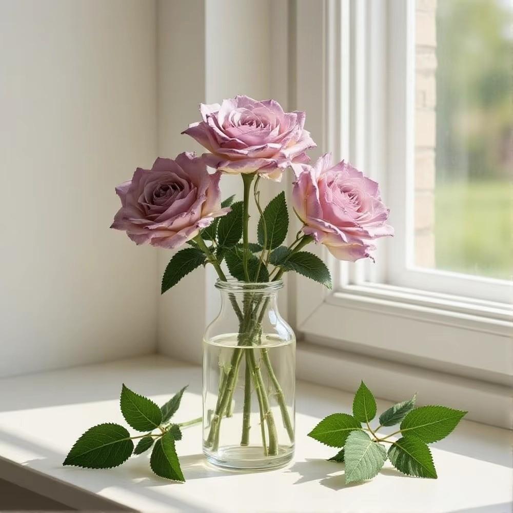 Burnt Edge Artificial Rose Flowers 3 Head Silk Simulation Rose Vintage Faux Flower  Home Decor