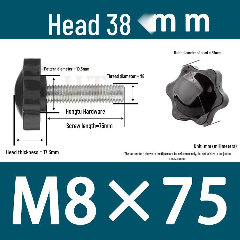 32-Head Rubber Six-Star Plum Blossom Handle Knob M5/M6/M8 Plastic Thumb Screw