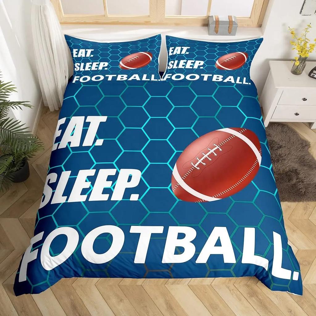 Ice Hockey Duvet Cover Hockey Sports Event Comforter Cover For Boys Girls Eat Sleep Hockey Winter Sports Hobby Bedding Set