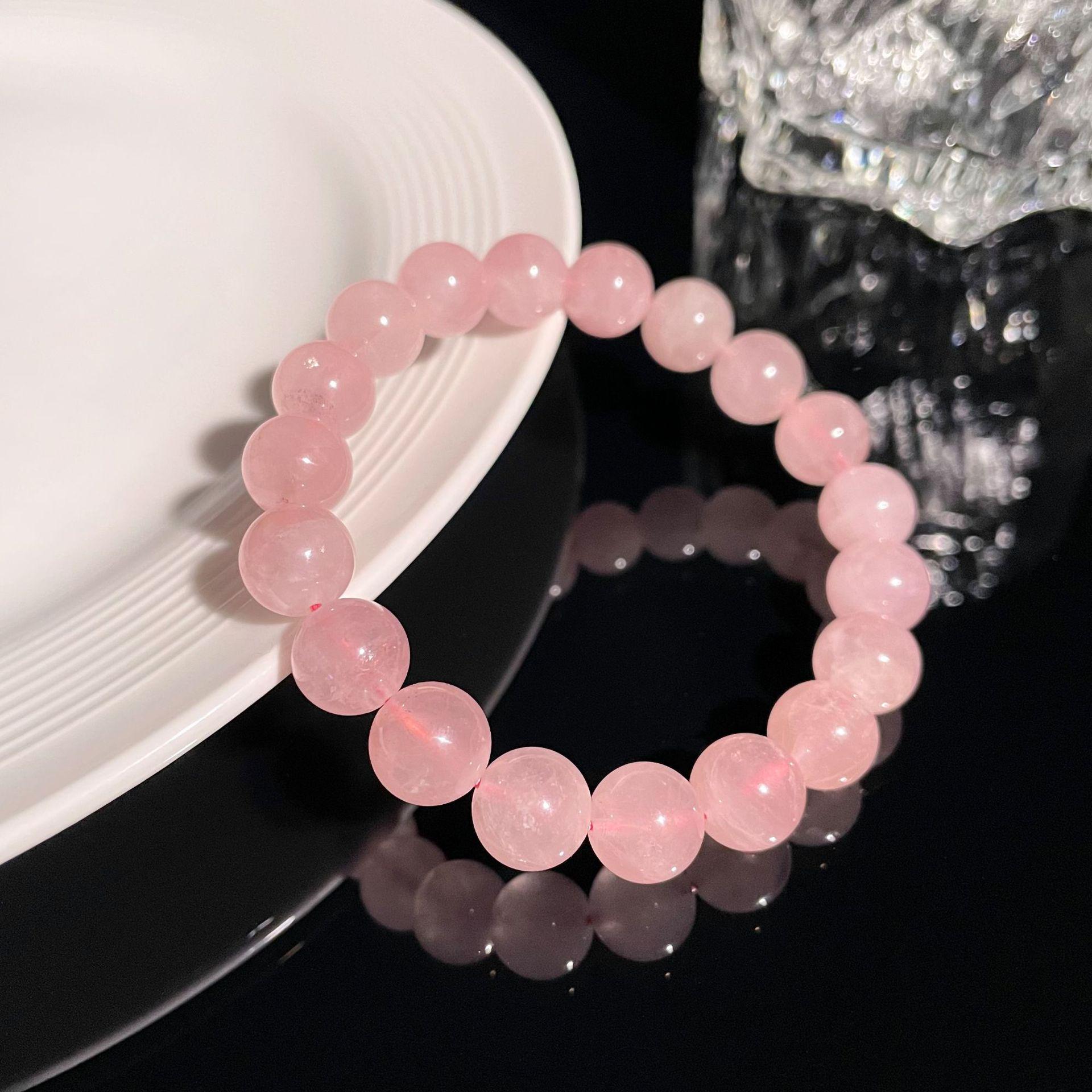 Jingxi Natural Pink Grapefruit Crystal Bead Bracelet Collection 9mm