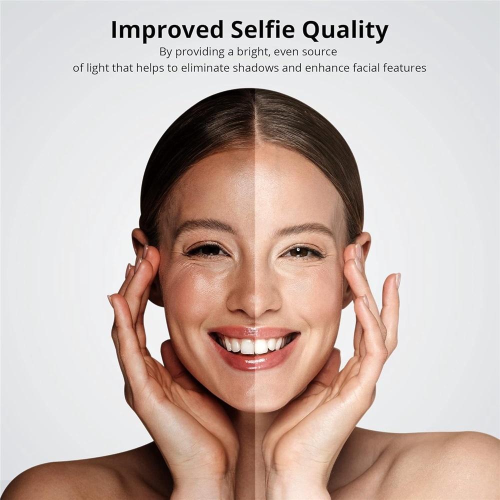 10-inch ring light with tripod, dimmable LED selfie light, comes with phone holder and Bluetooth remote, 3 color temperatures and 10 brightness levels