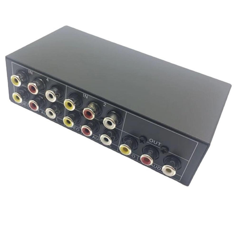 Switcher 4 In 1 Out AV Switch, Audio Video Selector For DVD Game Console TV With Remote,Works With AV Interface Devices