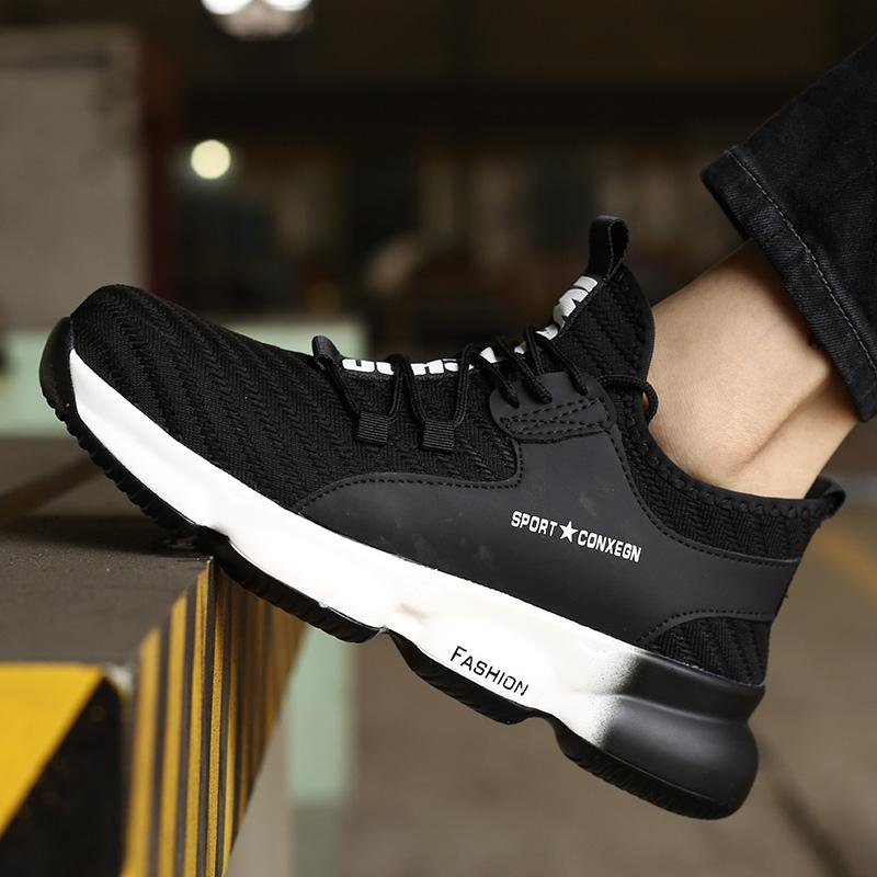 Fashion Steel Toe Safety Shoes Man Lightweight Breathable Mesh Work Shoes Protective Work Sneakers For Men Women Work Safety Boots