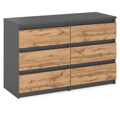 Chest of Drawers TV Cabinet for Living Room 100 CM 6 Drawers Gray Oak Wotan