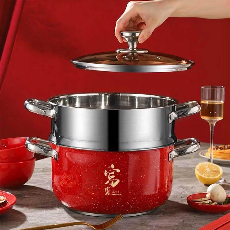 SJG Oriental Red Charm 26cm Stainless Steel Steamer