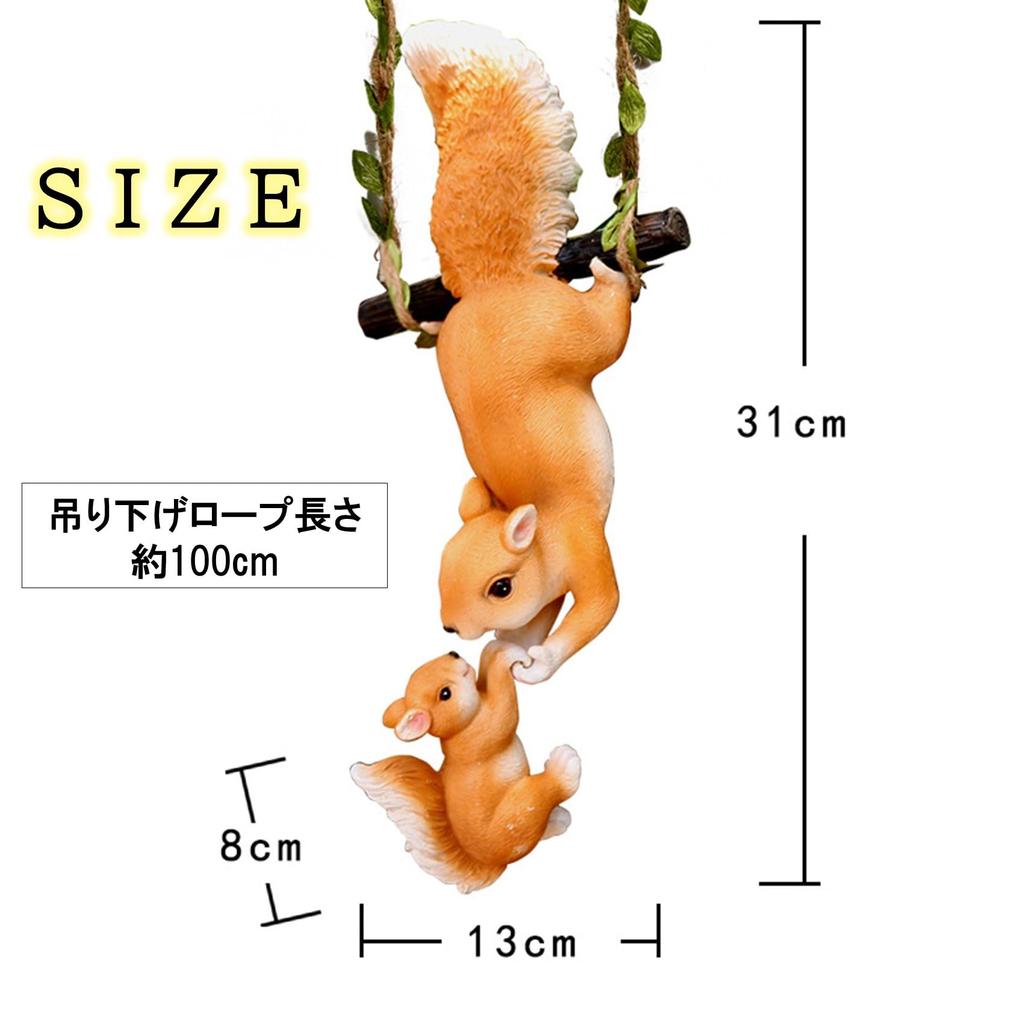NOELAMOUR Garden Figurine - Cute Squirrel Family Hanging Animal Resin Ornament for Gardens and Gardening - Statue/Decoration