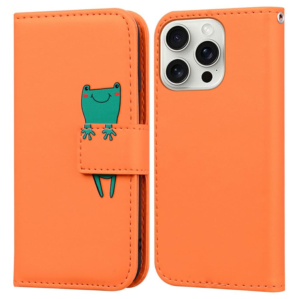 For iPhone 16 Pro Case Cartoon Pattern Wallet Leather Phone Cover