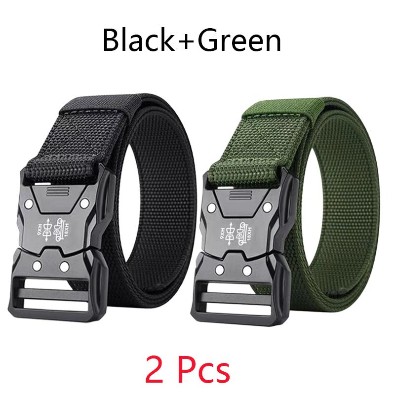Automatic Buckle Tactical Belts Men's Woven Nylon Military Belt Durable Black Outdoor Army Hunting Golf Waist Belt