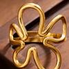 Thumb Ring Irregular Hollow Flower Shape Adjustable Opening Design Finger Ring Stainless Steel Finger Band Versatile Jewelry Gift