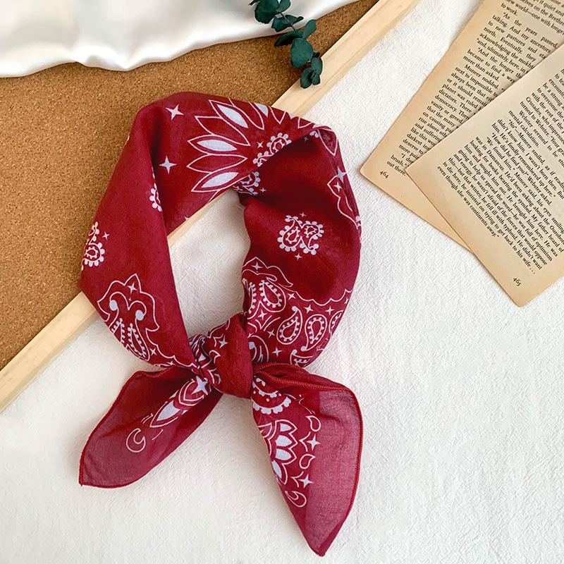 Cotton square scarf, silk scarf, high-end new small shawl, neck protector, small scarf, multi-purpose floral headscarf, headband, hair tie