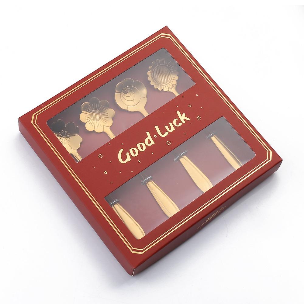 HANYANG Cutlery Set Small Spoon Gift Set Cherry Blossom Spoon Gift Set Rose Leaf Spoon Fruit Fork Gift Set