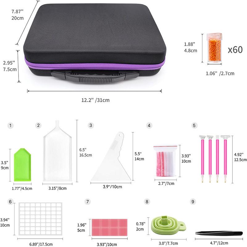 

Сумка для хранения алмазной картины из 60 ячеек и набор инструментов для эфирного масла