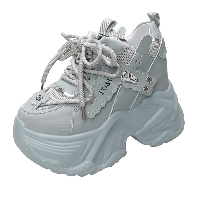 Mode Neue High-Platform-Sneaker Damen Dicke Sohle Rutschfest Sportliche Dad-Schuhe Frau Korea PU-Leder Chunky Sneaker 2023 Frühling