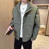 2025 Casual Jacka för Herrar med Ståkrage - Vår/Höst Koreansk Stil, Enfärgad, för Medelålders och Unga