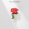 Bo Xin Yun Valentine's Day Rose Brooch: High-end Enamel Zirconia Floral Pin Corsage