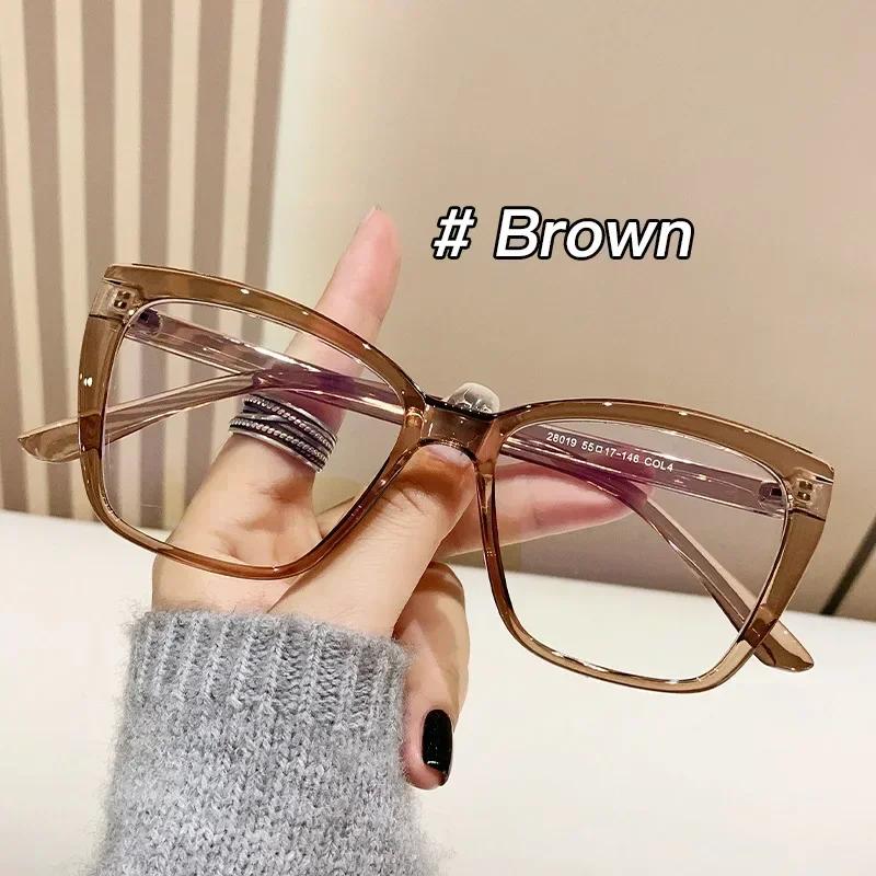

Trendy Large Frame Anti Blue Light Glassesluxury Brand Cat Eye Filter Lens Eyeglasses Square Frame Glasses For Women As picture