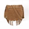 Versatile Ethnic Khaki Xishi Velvet Tassel Crossbody Bag - Women's Retro Style, Large Capacity