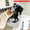 2DFlat Black Horse In Motion, Dynamic Splash Art All Inclusive Film Hard Phone Case, Compatible with iPhone 18 Pro Max 17 16 15 14 13 12 11