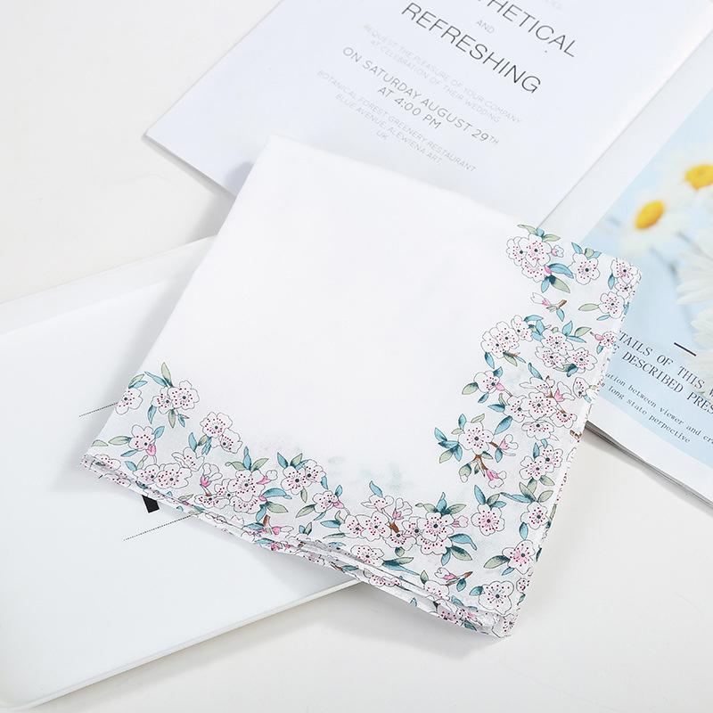 Popular Flower Cotton Printed Lady Handkerchiefs Women Handkerchief Children Kids Face Hand Kitchen Towels Christmas Gifts