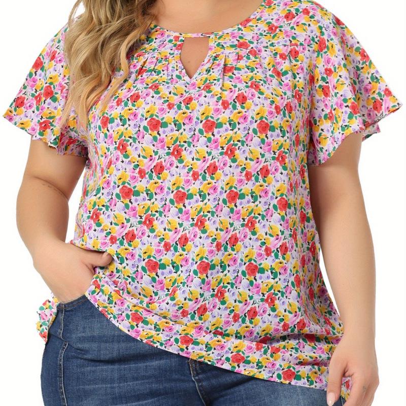 

Plus Size Short-Sleeve Casual Top C 89537 2XL розовый/красный