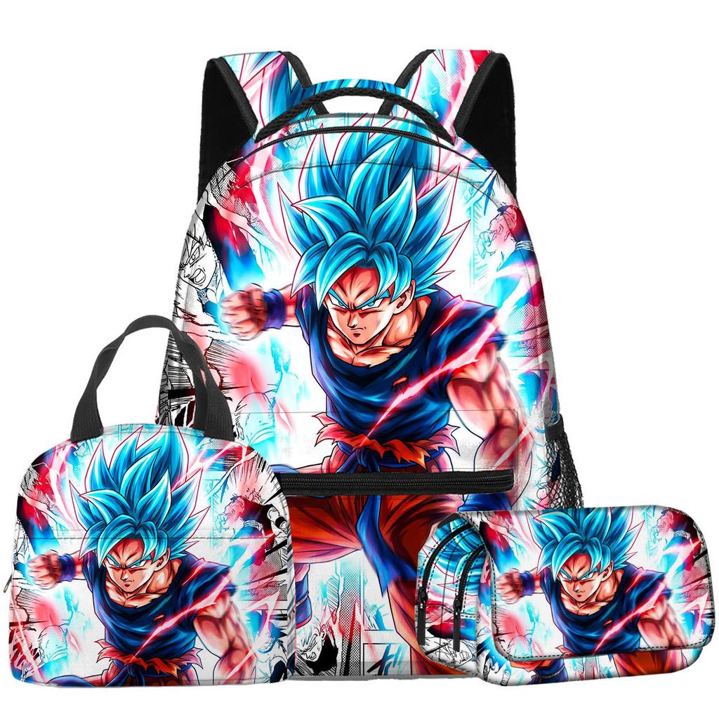 3D Animation Wukong Dragon Ball Super Student School Bag Backpack Lunch Bag Pencil Bag Three-Piece Set