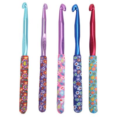 5Pcs Crochet Hooks Ergonomic Design Soft Handle Sturdy Durable Glossy Easy Identification Widely Used Crochet Needle