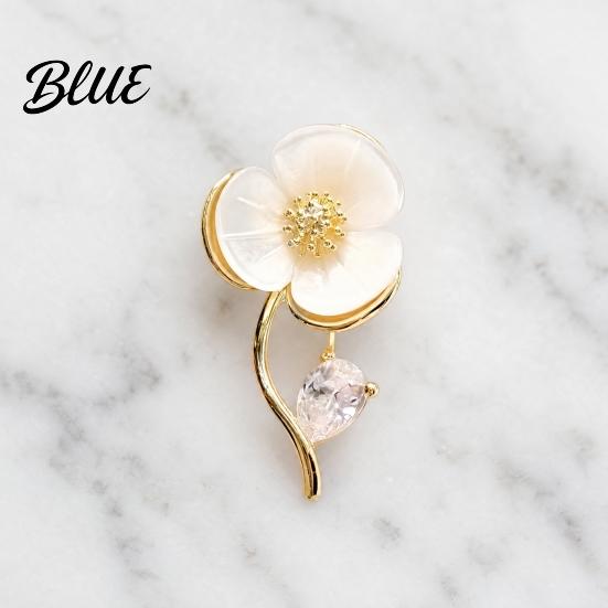 Flower Brooch Stem Design Pin Shell Petals Mini Pin