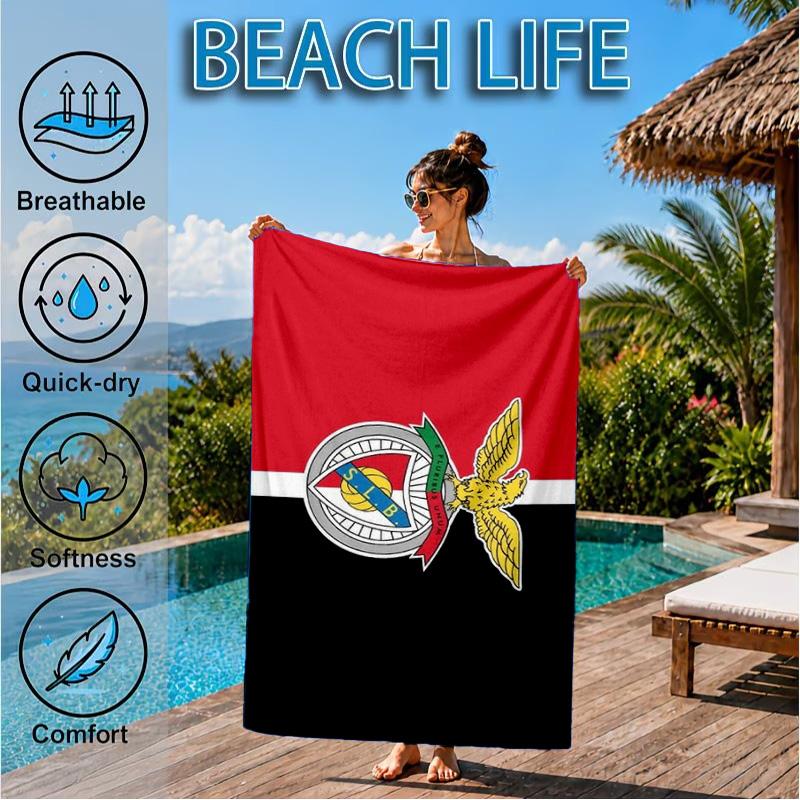 Ben Football Crest Printed Microfiber Beach Towel, Soft And Absorbent, Quick-Dry, Ideal for Summer Travel, Beach Essential, Swimming Pool