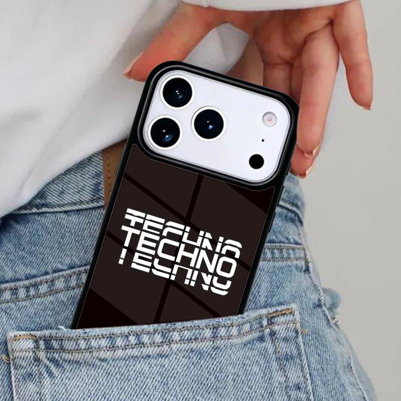 Techno Music Phone Case for iPhone 17ProMax 12 13 14 15 16e 17 Pro Max Plus Air Cover