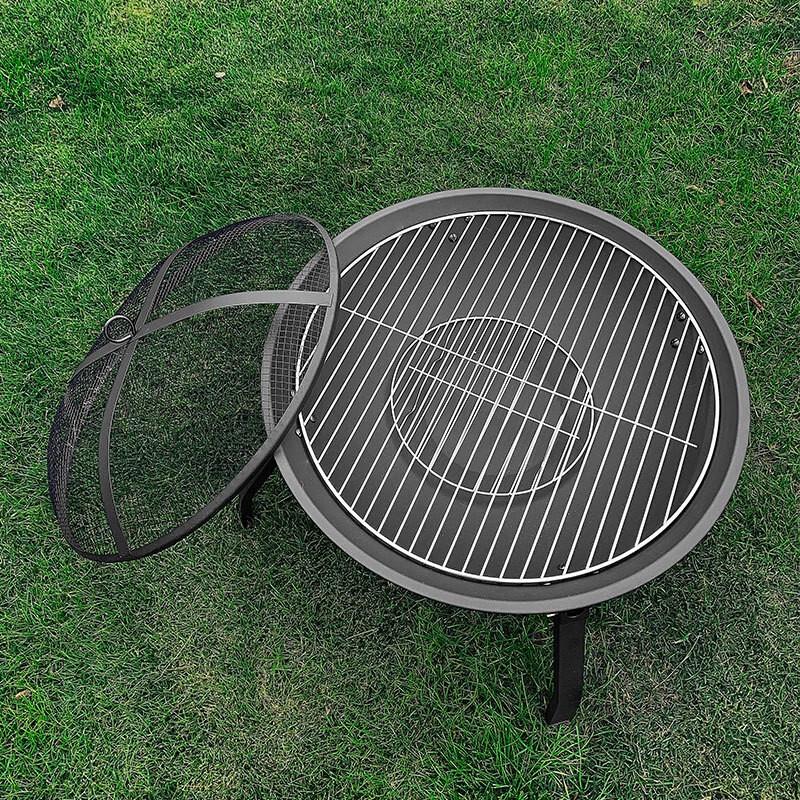 Portable Outdoor Round Fire Pit with Grill Net