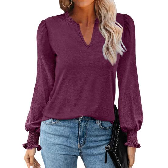 Chic Puff Long Sleeves Versatile Comfortable Ladies Elegant Fashion Loose Pullover Tee Shirt Streetwear Club Blouse