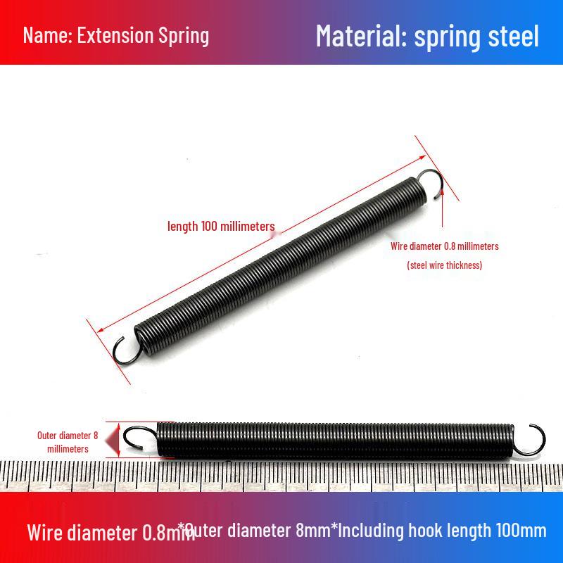 0.8mm Yellow Extension Spring with Hooks - Stapler Rebound Force 