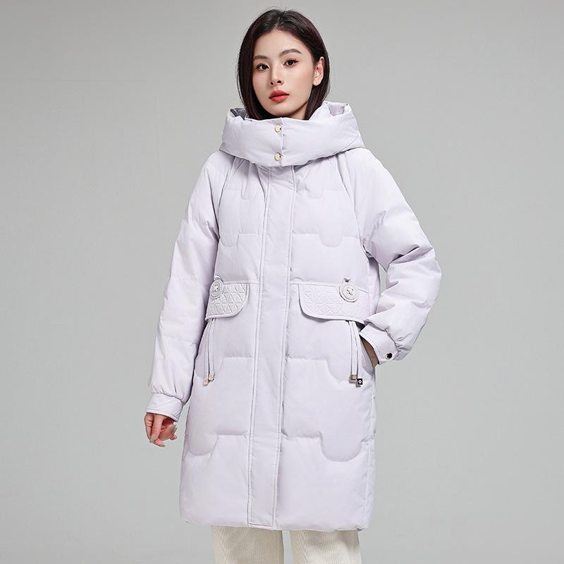 

Пуховик Женские свободные куртки на хлопковой подкладке Средние и длинные модные куртки на хлопковой подкладке Утепленные теплые зимние куртки XXXL155-85 kg фиолетовый