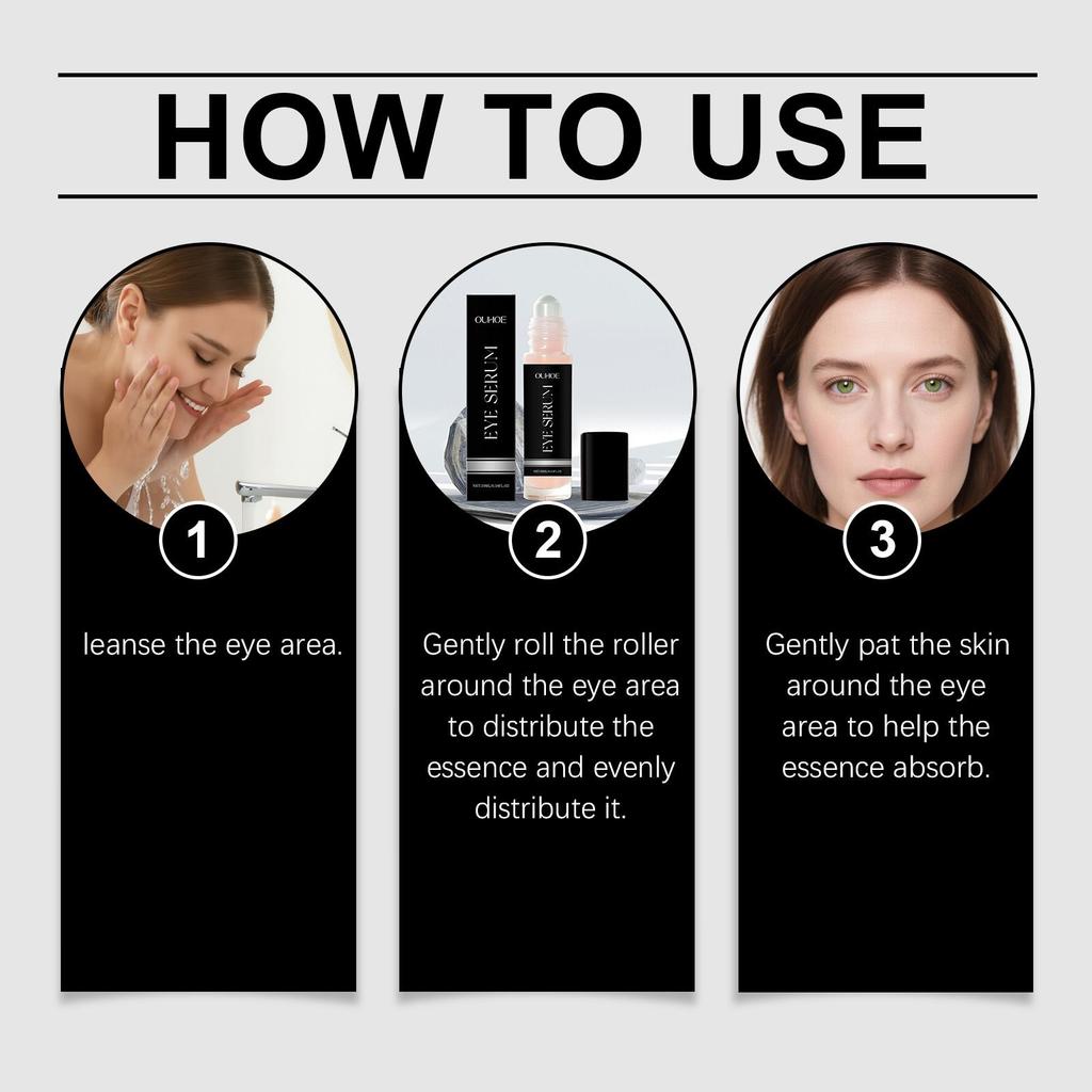 OUHOE Radiance Eye Gel Essence, Rollerball Design, Moisturizes and Cares for the Eye Area, Delicate and Smooth Skin, Suitable for Eyes, 10ml